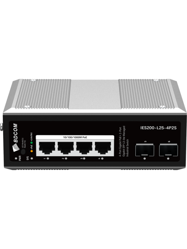 BDCOM Yönetilebilir L3-lite Endüstriyel PoE Switch IES200-L25-4P2S BDCOM Yönetilebilir L3-lite Endüstriyel PoE Switch IES200-L25-4P2S