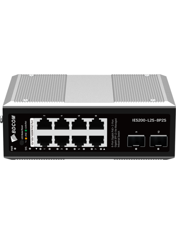 BDCOM Yönetilebilir L3-lite Endüstriyel PoE Switch IES200-L25-8P2S BDCOM Yönetilebilir L3-lite Endüstriyel PoE Switch IES200-L25-8P2S