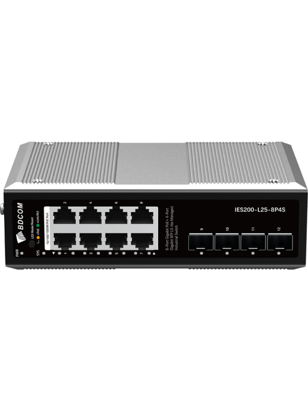 BDCOM Yönetilebilir L3-lite Endüstriyel PoE Switch IES200-L25-8P4S BDCOM Yönetilebilir L3-lite Endüstriyel PoE Switch IES200-L25-8P4S